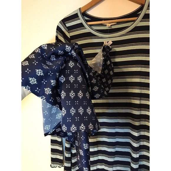 Wallflower Juniors Women's Blue Striped Long Sleeve Dress Size M New - Picture 2 of 7